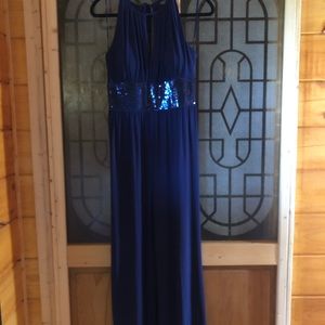 Blue pantsuit with beading